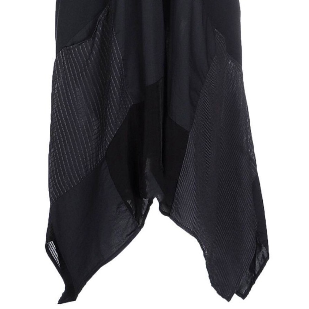 Italian Cotton Elegant Black Asymmetrical Dress - Picture 3 of 4